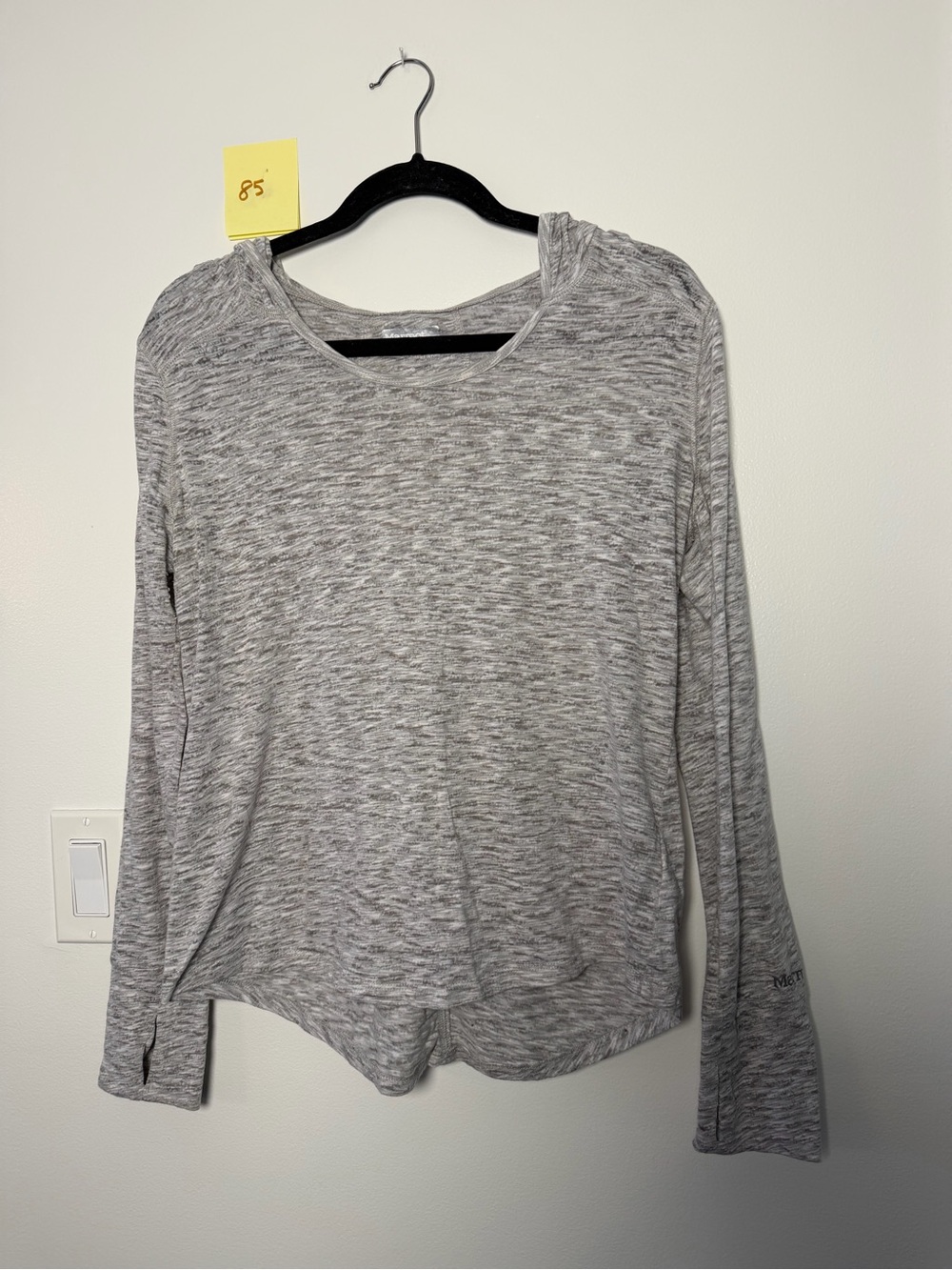 Marmot Heathered Light Gray Long-Sleeve Hoodie Top